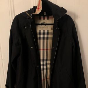 Hooded Burberry coat with zip-out wool liner